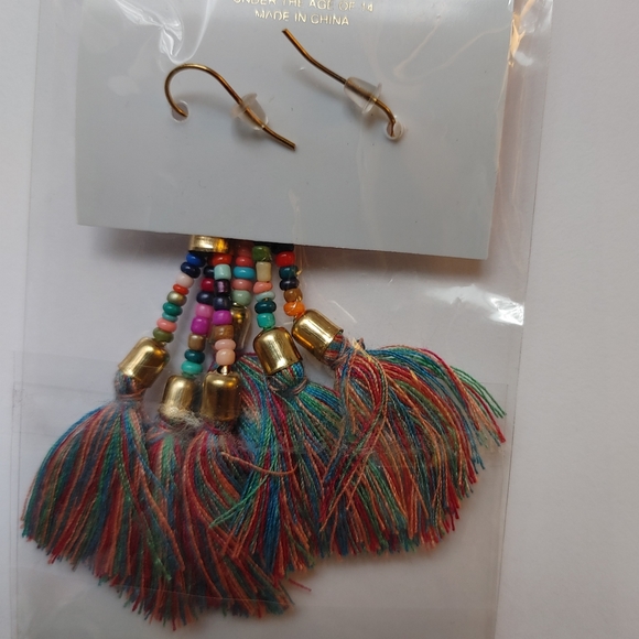 Multicolored boho tassel earrings - Picture 2 of 2